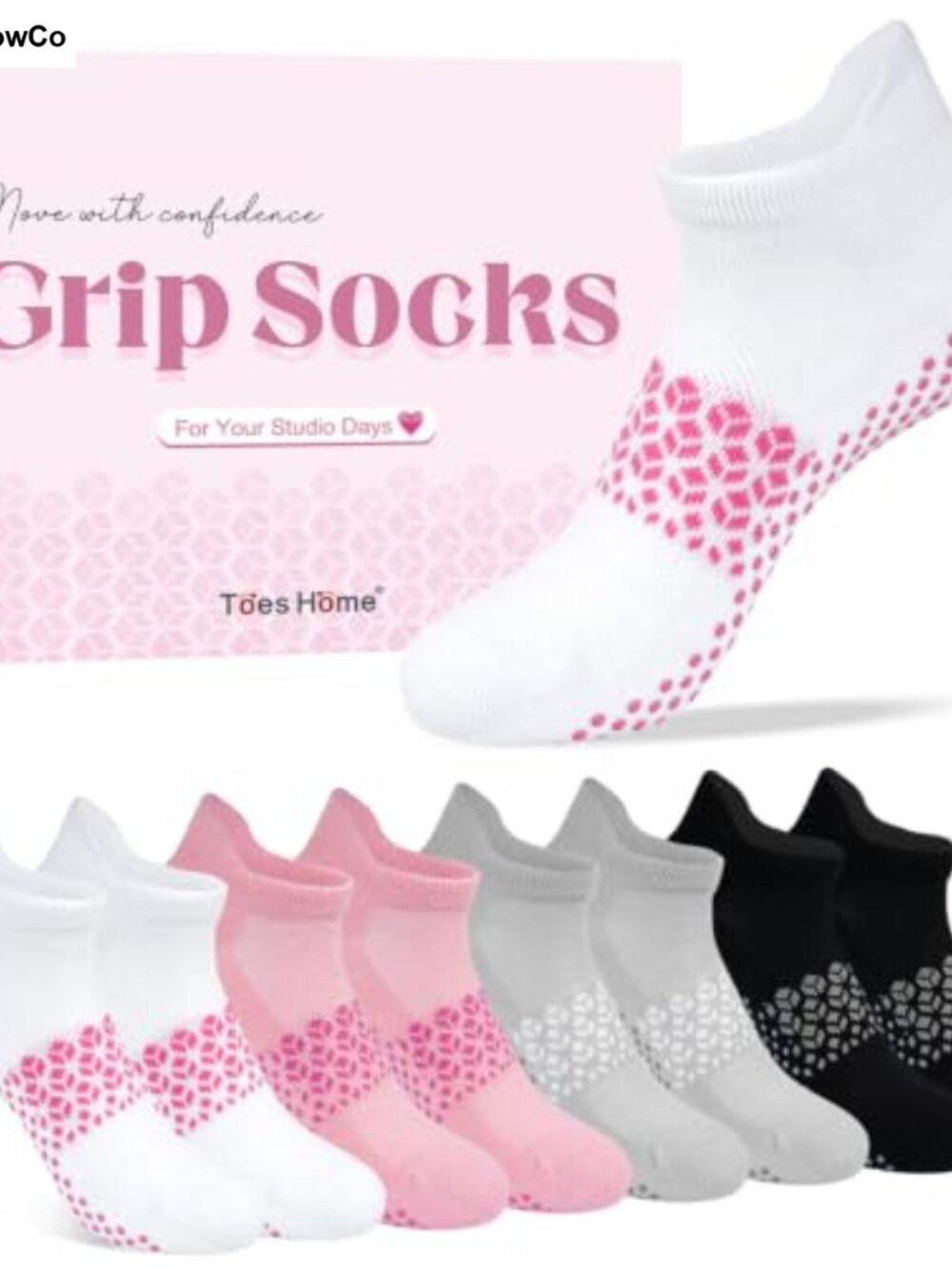 Non Slip Pilates Socks for Women Ankle Grip Yoga Socks Gift Box Cotton Blend